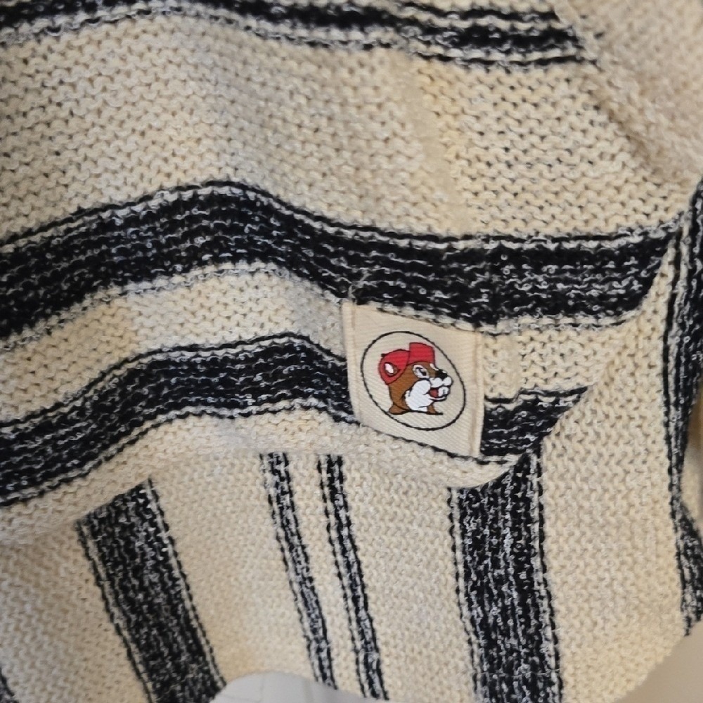 Buc-ee's Striped Knit Hoodie Poncho - Oversized Coastal Cowboy Pullover 2XL - Picture 5 of 5